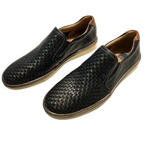 Johnson & Murphy shoe slip on navy sheepskin woven SZ 8.5 M. Gently worn 2x.